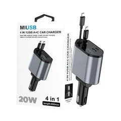 MIUSB 4-in-1 USB-A + USB-C Fast Car Charger.