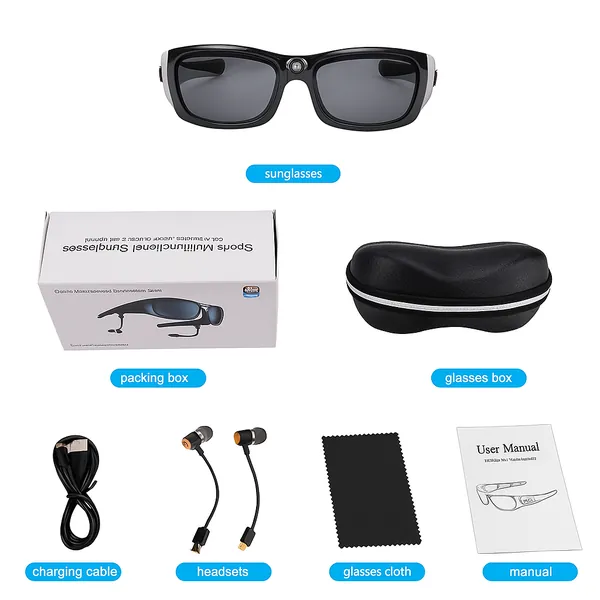 Sports bluetooth hd dvr sunglassas1080P HD Camera Video Recorder Photo MP3 Player