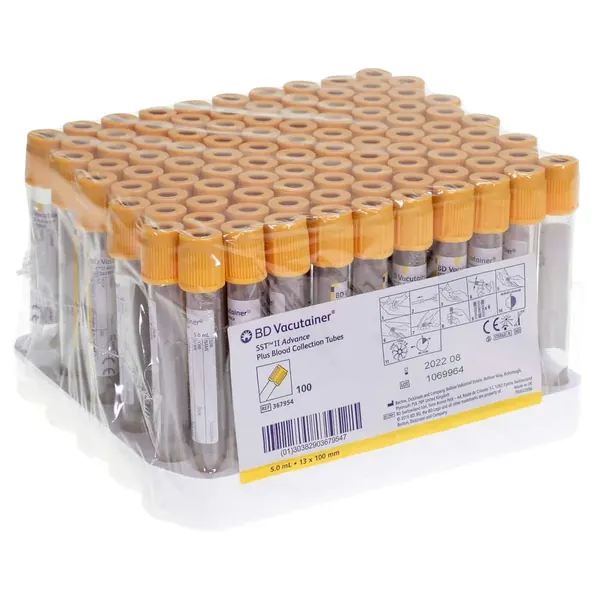 Yellow Cap SST Gel Vacutainer Tube.
